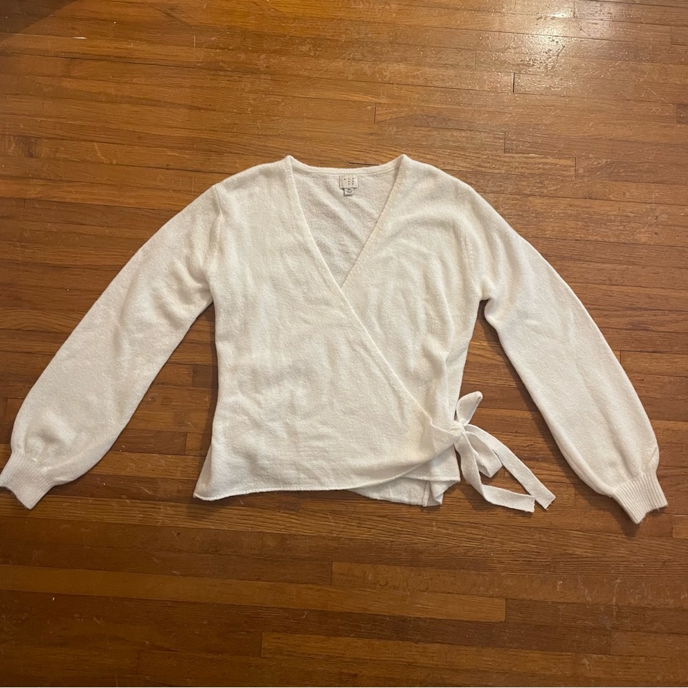 A New Day White Wrap Sweater with Tie Women’s XS
